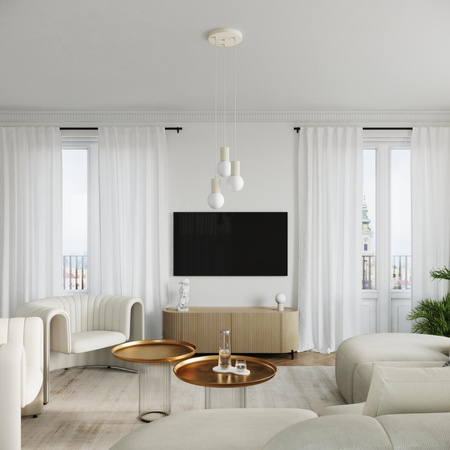 Hängelampe 3x G9 Rund Beige Modern Matt Halo Sollux