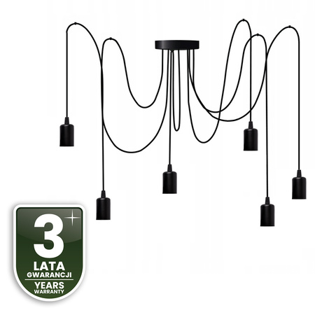 Pendelleuchte mit 6x E27-Sockeln einstellbare, Hängelampe Schwarz mit 6-fach Pendel Spinne Arane LUMILED
