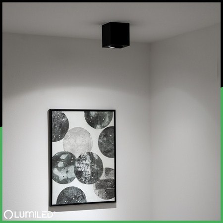 Halogen-Aufbauleuchte GU10, Aufbauspot Quadrat beweglich Schwarz AMAT-M LUMILED