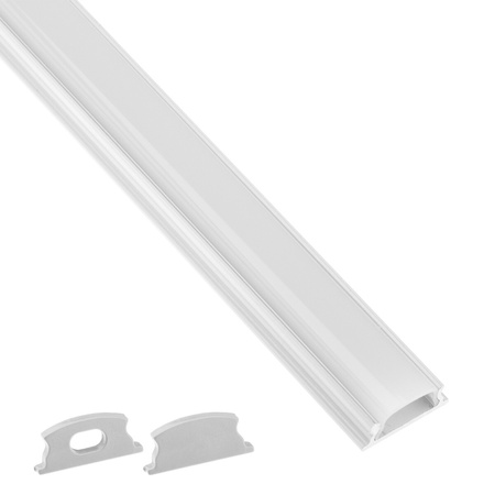 Anodisiertes Aluminium LED-Profil KM24 mit Milchglasabdeckung und Endkappen, 1m Silber LUMILED