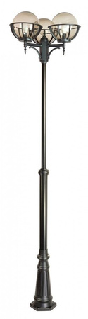 Outdoor-Gartenlampenmast LATERNE E27 Kugeln mit Korb 250 OGMWN 3 KPO 250 185-285cm schwarz Su-Ma