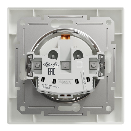 Einzelsteckdose 2P+E mit Rahmen SCHNEIDER ASFORA