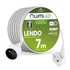 Netzverlängerungskabel Geerdete Steckdosenleiste 1 Steckdose 7m Weißes Kabel Lendo Lumiled