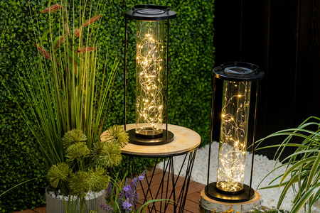 LED-Solarlampe für den Außenbereich Garten stehend Hängelaterne 3000K IP44 46cm Dämmerungssensor