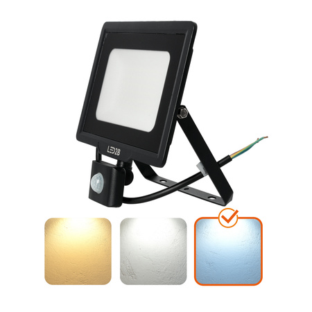 LED-Flutlicht 50W 4000lm 6000K IP44 Schwarz mit Bewegungssensor LED2B KOBI MHC