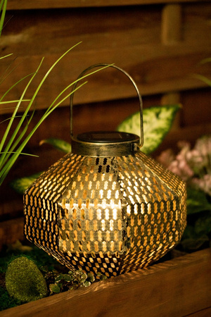 LED-Solarlampe Laterne Garten Glühfaden LATERNE hängend Metall Kupfer