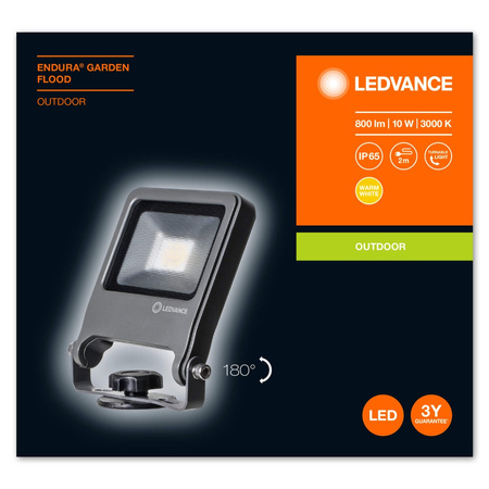 LED-Flutlicht 10W 800lm 3000K Warm IP65 Grau LEDVANCE GARDEN Flood Endura Drivable