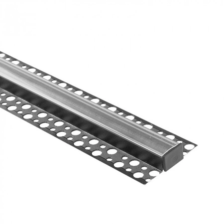 Aluminium-LED-Profil für Gipskartonplatten REGIPS breit unter Fliese Schwarz 2m mit transparentem Diffusor für LED-Streifen + Endkappen Serie GNS Ecolight