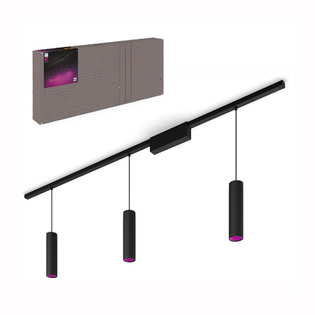 Perifo Lighting Rail Kit 1.5m + 3x LED Pendelleuchte 15.6W CCT RGB Philips HUE Bluetooth Schwarz  