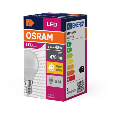 E14 P40 LED Leuchtmittel 5W = 40W 470lm 2700K Wärme 200° OSRAM Value