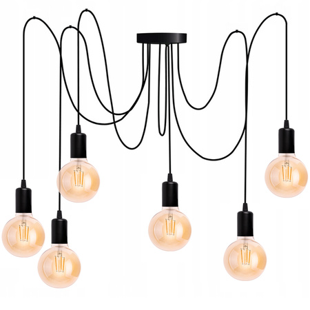 Pendelleuchte mit 6x E27-Sockeln einstellbare, Hängelampe Schwarz mit 6-fach Pendel Spinne Arane LUMILED