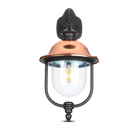 Gartenfassadenleuchte E27 Wandleuchte Transparent Mattschwarz Schirm VT-852 V-TAC