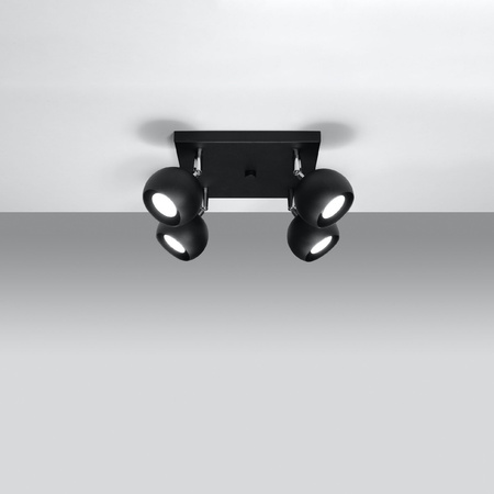 OCULARE Deckenleuchte 4xGU10 Reflektor Halogen Leuchte Beweglich 25x25 Schwarz SOLLUX