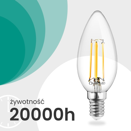 10x LED-Glühbirne E14 Kerze B35 2.2W 470lm = 40W 2700K Warm 360° Filament CLASS A LUMILED