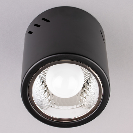 Aufbauleuchte E27, Aufbauspot Runde Tube Schwarz Fest APUS 10 LUMILED