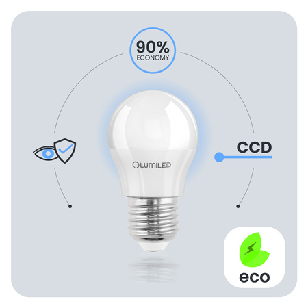 LED-Lampe E27 MAŁA KULKA 8W = 60W 4000K Neutrale Farbe 880lm CCD Weiß LUMILED