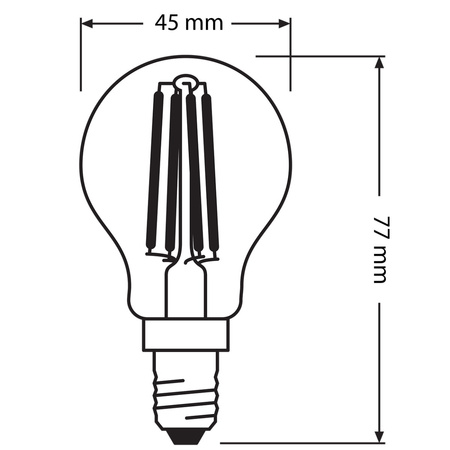E14 P45 CL LED Lampe 4W = 40W 470lm 4000K Neutral 300° OSRAM STAR Filament