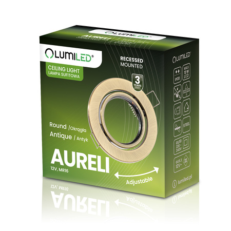 Einbaustrahler GU10, MR16 Einbauspot HALOGEN Runde beweglich Antik Blech AURELI LUMILED