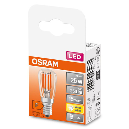 LED Leuchtmittel E14 T26 2,8W = 25W 250lm 2700K Warm 320° OSRAM STAR Filament