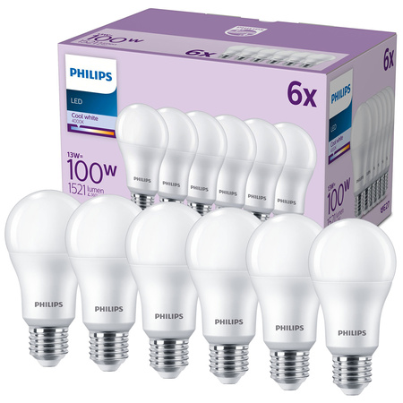 Set mit 6x E27 A67 LED-Glühbirne 13W = 100W 1521lm 4000K Neutral 180° PHILIPS