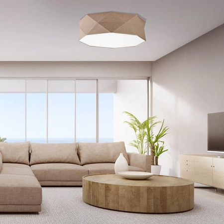 KANTOOR NATURE Deckenaufbauleuchten Deckenleuchte Rund Weiß und Beige Leinen 60cm 15W 4xE27 6195 TK Lighting