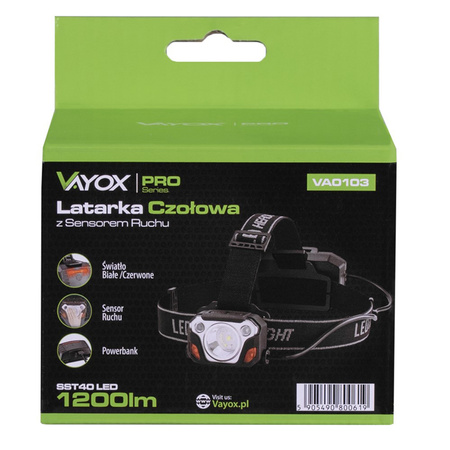 Scheinwerfer Wiederaufladbar 1200 lm SST40 + Bewegungssensor IP44 6 Modi VA0103 Vayox