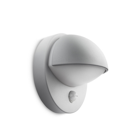 PHILIPS Garten-Wandleuchte JUNE E27 IP44 mit Bewegungssensor Rund Grau