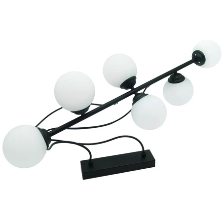 Deckenhängelampe 6xE27 Kronleuchter SCHWARZ PALLE Glasschirme