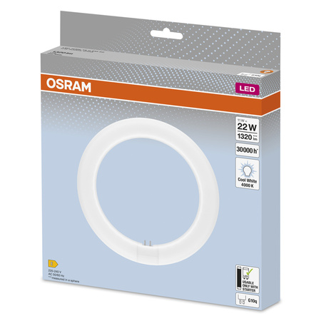 LED T9 Kreisförmig G10q 11W = 22W 1320lm 4000K Neutral 110° LED TUBE EM Osram