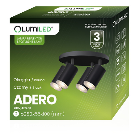 Spot GU10 IP44 ADERO Schwarz Lumiled LED Spot Reflektor Deckenleuchte