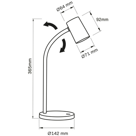 Schreibtischlampe GU10 Schwarz Felix Sanico Goldlux