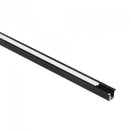 Unterputz-Aluminium-LED-Profil Schwarz 2m mit Milchglasschirm für LED-Streifen + Kappen Ecolight PW-Serie