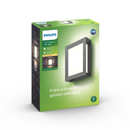 Gartenleuchte LED Wandleuchte KARP myGarden 6W 2700K IP44 Rechteckige Decke Anthrazit PHILIPS