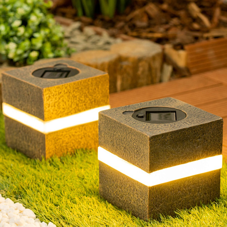 LED-Solarlampe für den Außenbereich Garten stehender Stein 3000K IP44 12 cm Dämmerungssensor