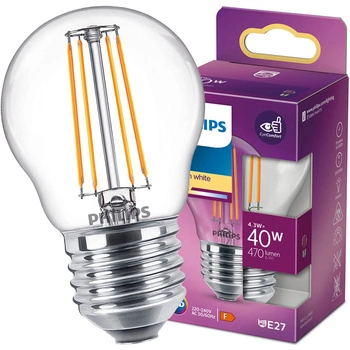 E27 P45 LED Lampen 4,3 W = 40 W, 470 lm, 2700 K, warmes Filament PHILIPS