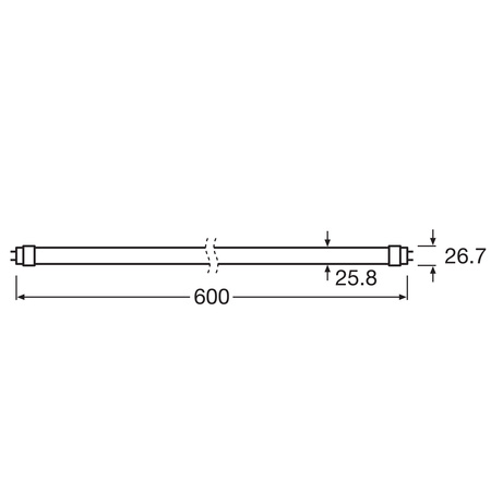 LED-Leuchtstoffröhre G13 T8 6.6W = 18W 450lm 2500K Warm 100° 60cm LED TUBE EM FLUORA Osram