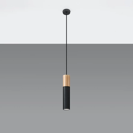 PABLO GU10 Hängeleuchte Skandinavisch Schwarz und Holz SOLLUX