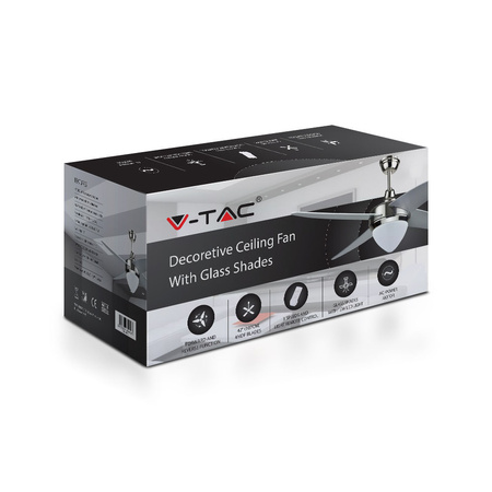 60-W-Deckenventilator mit integrierter CCT-LED-Lichtquelle und RF-Fernbedienung 4 Arme VT-6043-4 V-TAC
