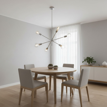 MORA CHROME chrom vintage retro hängende Deckenleuchte 4xE27 GOLDLUX (Polux)