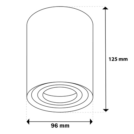 Aufputz HALOGEN Spot Tuba Beweglich AMAT-XL GU10 Rund 125mm SCHWARZ LEUCHTEND