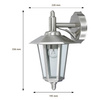 LED Gartenleuchte JUPITER E27 Elevation Wandleuchte Down Lantern Silber Volteno