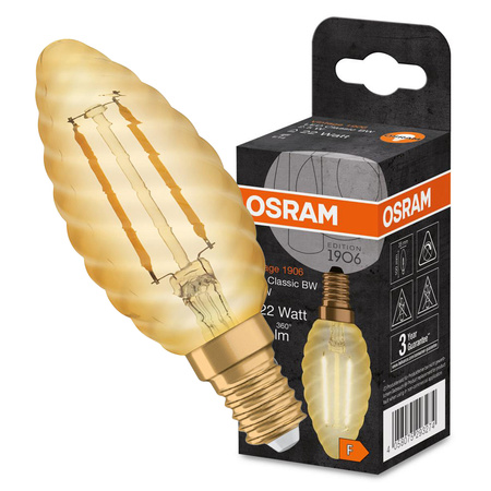 LED Leuchtmittel E14 BW35 2,5W = 22W 220lm 2400K Wärme 300° Filament OSRAM Vintage 1906