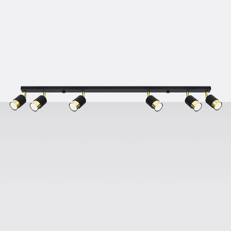 NERO Deckenleuchte 6xGU10 Reflektor Halogen Leuchte Beweglich 117cm Schwarz Gold SOLLUX