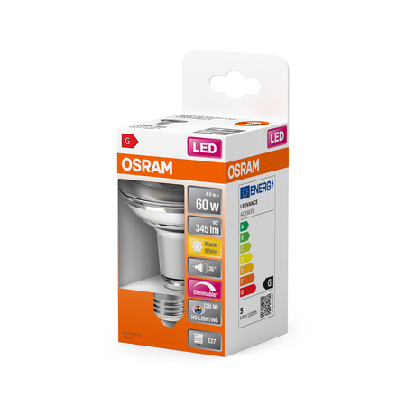 LED-Lampe R63 Reflektor E27 4.9W = 60W 345lm 2700K Warm CRI90 36° Dimmbar SUPERSTAR Osram