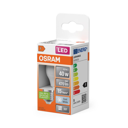 LED Lampe E27 P45 4.9W = 40W 470lm 4000K Neutral 200° OSRAM STAR