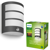 Gartenlampe LED Wandleuchte PYTHON IR myGarden 6W 2700K IP44 mit Bewegungs- und Dämmerungssensor Schwarz PHILIPS