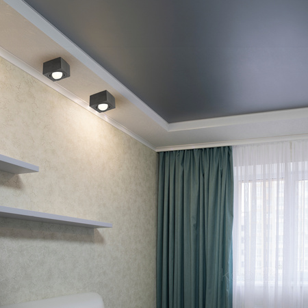 Aufbaumontierte HALOGEN SPOT 50 mm schwarze quadratische bewegliche Leuchte OH37S Kobi