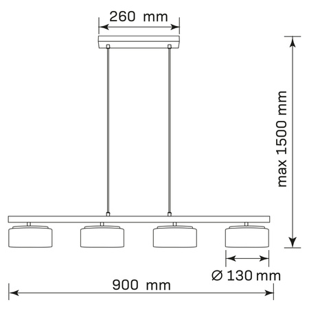 Sanico Goldlux 4x GX53 Schwarz Ophelia Pendel-Deckenleuchte
