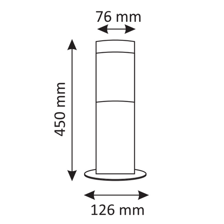 Gartenlampe LED-Mast E27 NIEDRIGES SATINROHR 45 cm