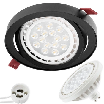 Einbaustrahler beweglich GU10, ES111 Rund Schwarz CAPRI + LED GU10, ES111 15W 3000K LUMILED